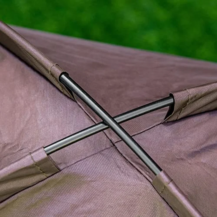 Pawhut Haustierbett mit Baldachin, Erhöhtes Hundebett, Hundeliege Outdoor mit Dach, Atmungsaktiv, Taftstoff Kaffee 61 x 46 x 62 cm – Bild 5