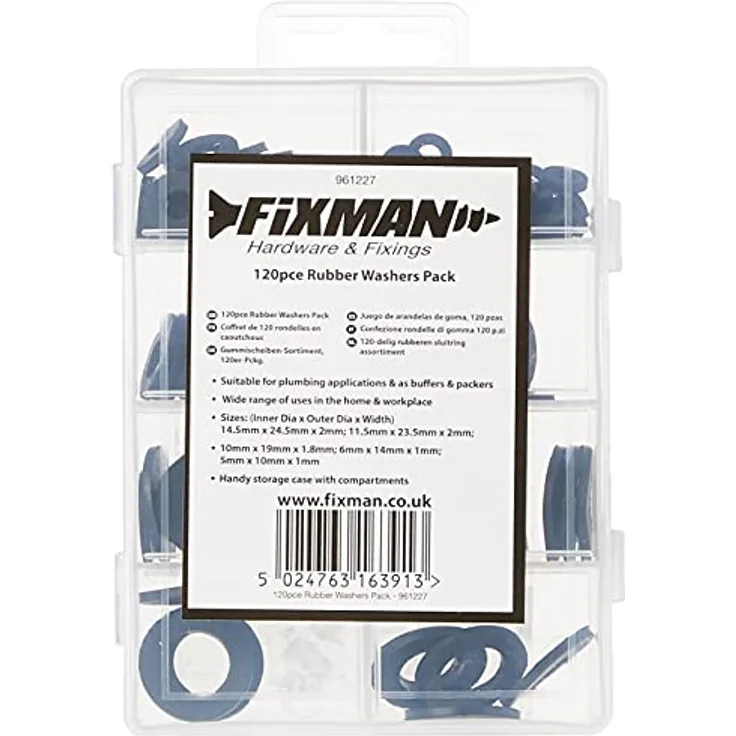Fixman 961227 Gummischeiben-Sortiment, Pckg. 120-tlg, Black