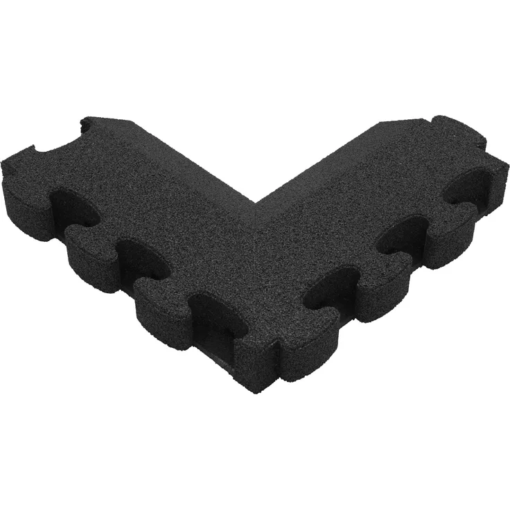 Gum-Tech negatives Eckstück abgeschrägt für Fallschutzplatten, Bodenschutzmatte, 55 x 25 cm, schwarz, für sicheren Fallschutz und rutschfeste Gummigranulat-Oberfläche
