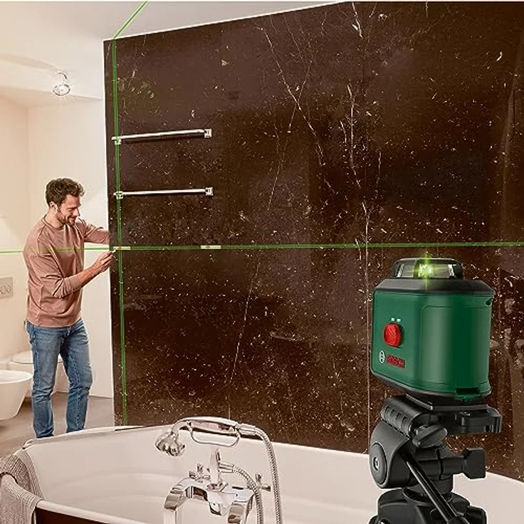 Bosch Kreuzlinien-Laser UniversalLevel 360 Set, mit Stativ TT 150, grüne Laserlinien, selbstnivellierend, präzise Nivellierung bis 12 m – Bild 4