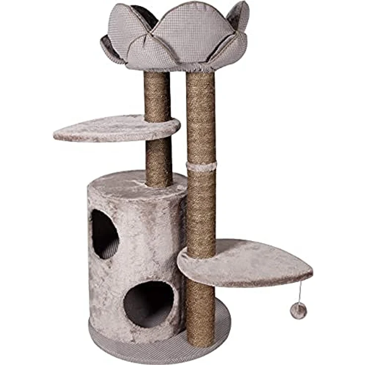 Flamingo Karlie Kratzbaum Lotus L: 48 cm B: 48 cm H: 110 cm mit 2 Eingängen, Ballspielzeug und viel Raum für Versteckspiele – Bild 1