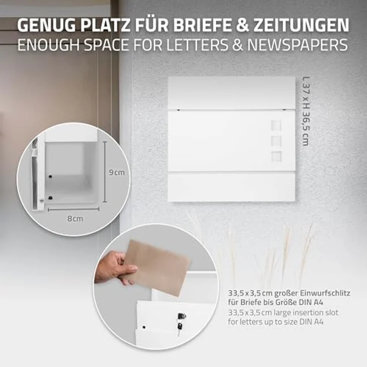 ML-DESIGN Standbriefkasten Silber 120cm mit Zeitungsfach und Ständer – Bild 6