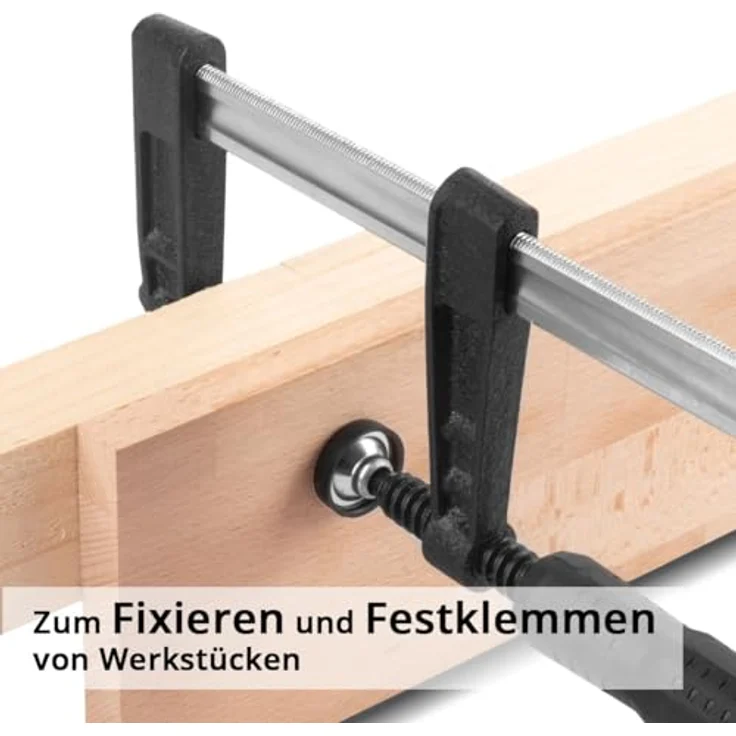 STAHLWERK Schraubzwinge 80x500 mm, 2er Set, kraftvolle F-Zwinge aus Stahl und Kunststoff, stabile Klemmzwinge mit Spannweite 500 mm und Spanntiefe 80 mm, ergonomischer rutschfester Griff – Bild 2