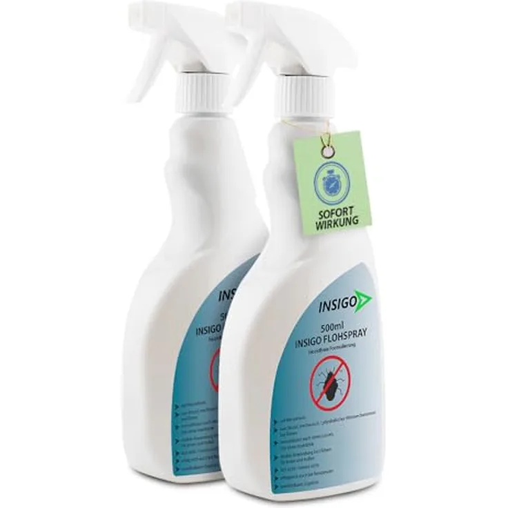 INSIGO Insektenspray Anti Floh-Spray, 1 l, biozidfreie Wasserbasis-Formel, geruchsarm, für Innen- und Außenbereich