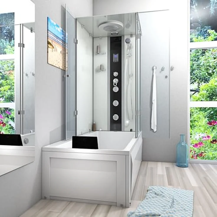 AcquaVapore K05-L01-WP, Whirlpool-Dusche Kombination 180x90 cm, weiß mit Regendusche, 10 Massagedüsen und Touchscreen-Display – Bild 3