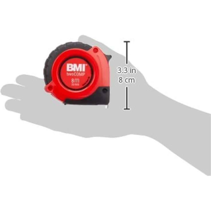 Bayerische Maß-Industrie Arno Keller GmbH Taschenrollbandmaß twoComp L. 8m x 25mm, ABS-Gehäuse, automatische Rücklaufmechanik, EG II Genauigkeit, inkl. Gürtelclip – Bild 3