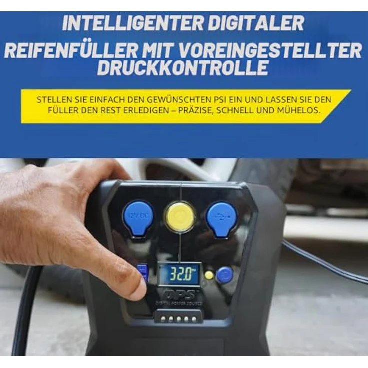 Michelin 12 V Kompressor, Luftkompressor mit programmierbarer Druckeinstellung und 16 l Tankvolumen, inklusive Adapter für Spielzeug, Ball und Fahrrad – Bild 6
