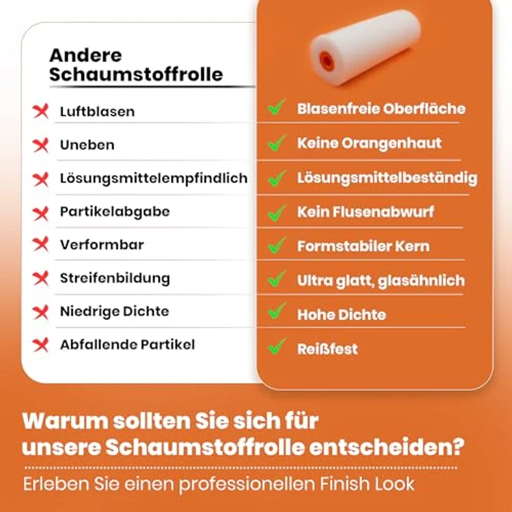 varivendo Schaumwalze, superfein, 11 cm, für glatte Oberflächen, 10 Farbrollen, Lackierwalze – Bild 5