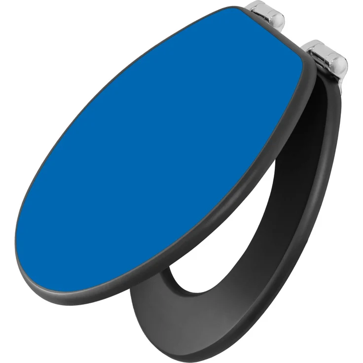 Banjado Anthrazit Toilettendeckel mit Absenkautomatik, Soft Close WC-Sitz aus MDF mit Signalblau Motiv