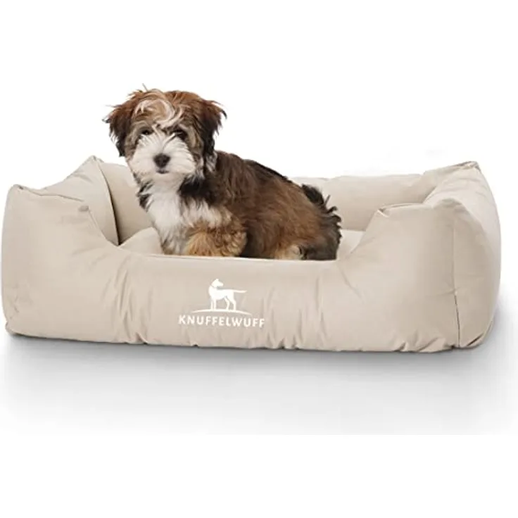 Knuffelwuff Hundebett Finlay aus Nylongewebe M-L 85 x 63cm Beige