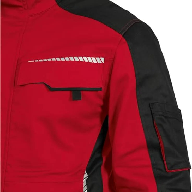 Leibwächter Flex-Line Arbeitsjacke Herren, robuste Bundjacke, atmungsaktive Allwetterjacke, rot/schwarz, Größe 5XL – Bild 7