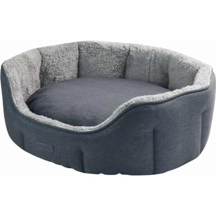 Nobby Komfort Bett oval LICA grau 55 x 50 x 21 cm, kuschelig weich mit Wendekissen – Bild 2