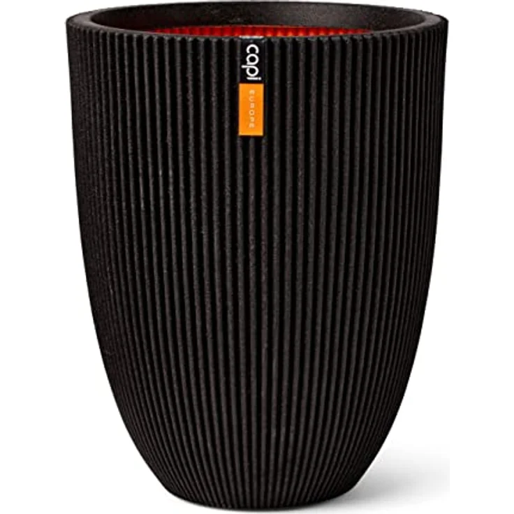 Capi Europe - Pflanzgefäß elegant niedrig Groove NL - Schwarz - Ø 34 x H 46 - BlumenBlumentopf - ÜberBlumentopf - Blumenkübel - Pflanzenkübel - Für drinnen und draußen - Wetterfest - KGVBL782 – Bild 1