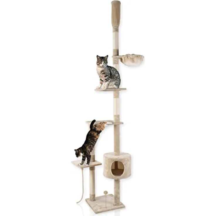 Lycce Katzenbaum Tower Kratzbaum deckenhoch Sisal Plüsch beige 230-260 cm