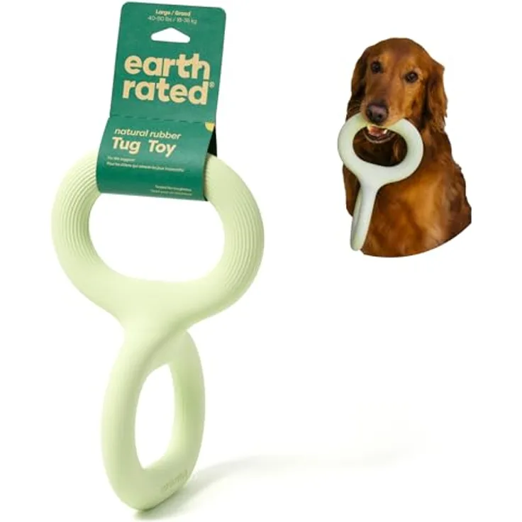 Earth Rated Ziehspielzeug, interaktives Spielzeug für Hunde und Welpen, ergonomischer Griff, Naturgummi, groß, grün