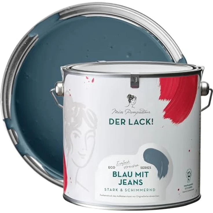 MissPompadour Holzfarbe Blau mit Jeans, 2,5L seidenmatt, witterungsbeständige Möbelfarbe für Innen & Außen – Bild 1