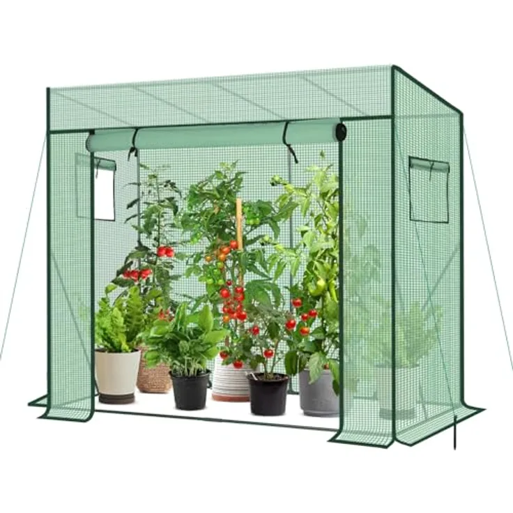 Sekey Tomatengewächshaus XL Tomaten Gewächshaus Folie Foliengewächshaus Stabil Tomatenhaus Garten Winterfest 200*170/150*80 cm (Grün) - Stabiles Gewächshaus mit Dreiecksgerüst und Wärmeisolierung