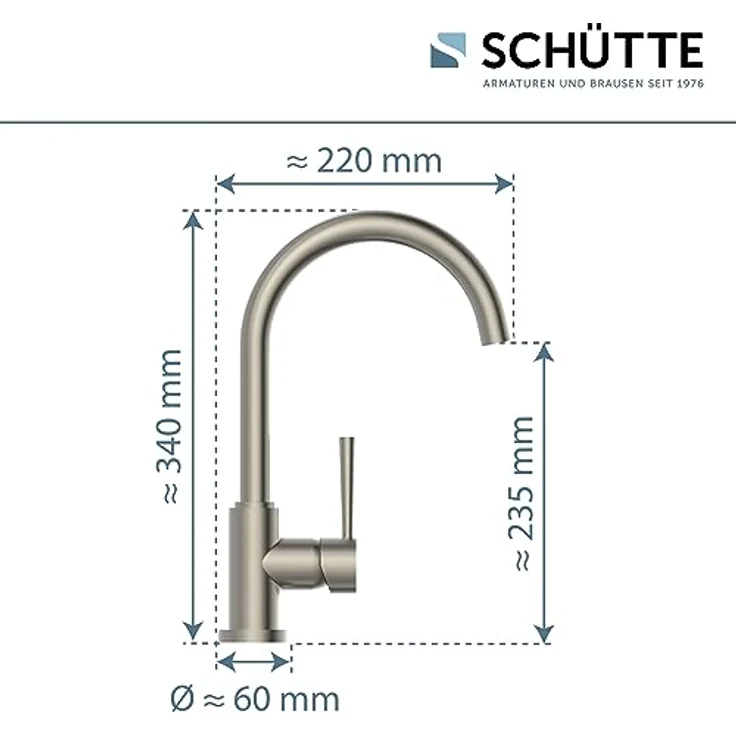 Schütte Cornwall Niederdruck Spültischarmatur, 360° schwenkbarer Wasserhahn mit Dripless-Strahlregler, Einhebel-Mischbatterie – Bild 5