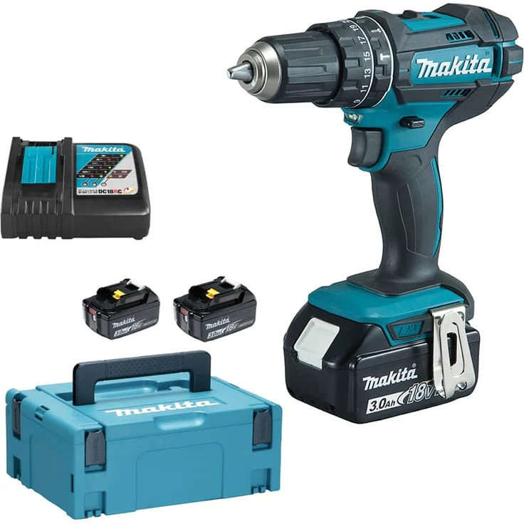 Makita DHP482RF3J 18 V Akku Schlagbohrschrauber mit 3x Akku 3,0 Ah,Ladegerät und Transportkoffer – Bild 8