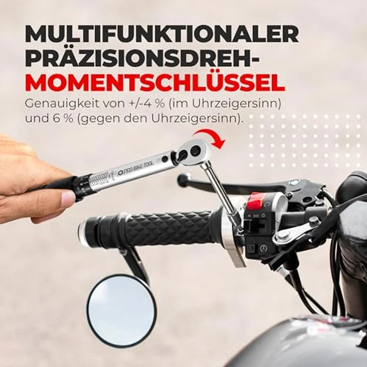 Pro Bike Tool Drehmomentschlüssel Fahrrad Motorrad 1/4 Zoll Antrieb Umschaltknarre, Silber Carbon – Bild 8