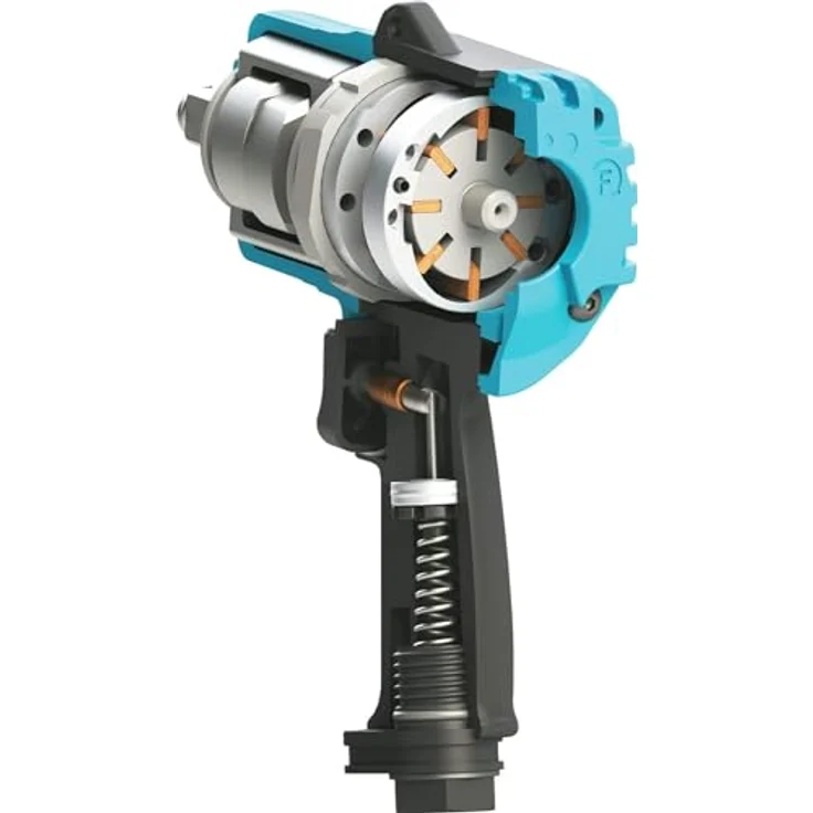 Hazet Mini Schlagschrauber (12,5 mm (1-2“) Vierkantabtrieb, extra kurz und leicht: 110 mm bei 1,3 kg, extrem hohes max. Lösemoment Dank Neuer Twin Turbo Technologie: 1600 Nm) 9012MTT, blau-schwarz – Bild 5