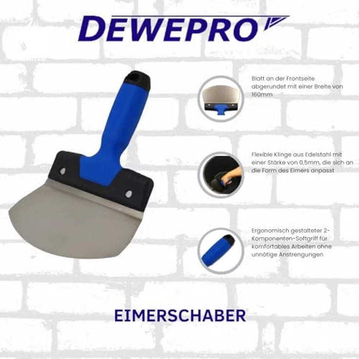 DEWEPRO Eimerschaber - Eimer Schaufel - Spachtel gebogen - hervorragend zur Entnahme von Spachtelmasse aus Eimern – Bild 2
