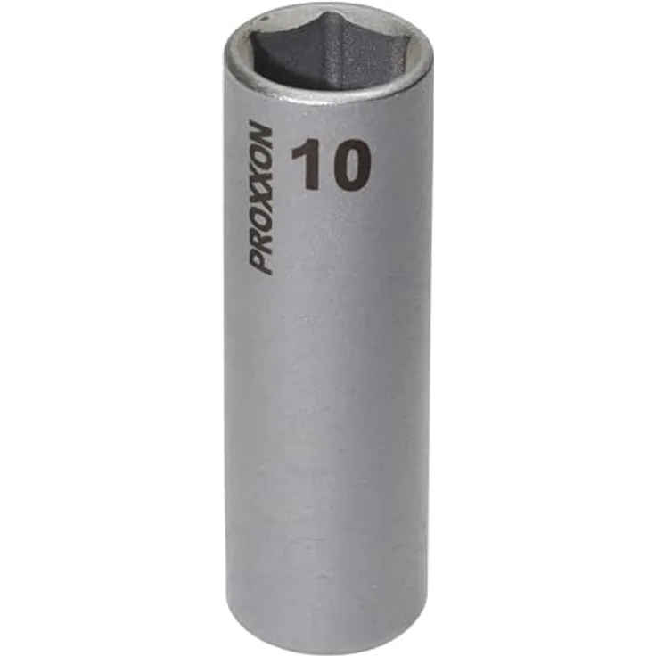 PROXXON INDUSTRIAL Bohrer- und Bitset 23778, 1/4'' Tiefbett-Steckschlüsseleinsatz aus CrV-Stahl, 10 mm, 50 mm Länge