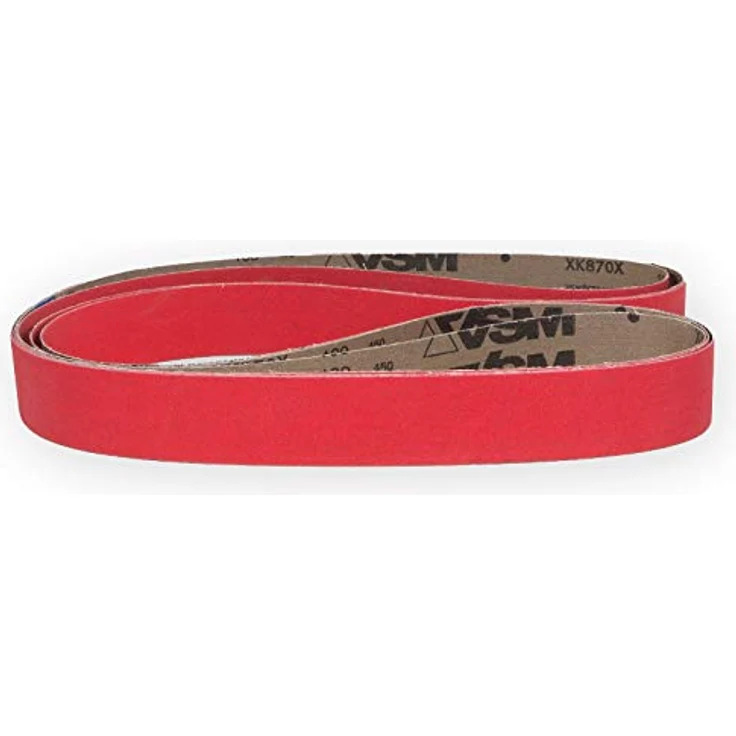VSM Schleifband XK870F, 50 x 2000 mm, Körnung P180, 3 Stück, aggressives Keramikkorn für Metall und Edelstahl, hochflexible Gewebeunterlage für Konturenschliff – Bild 1
