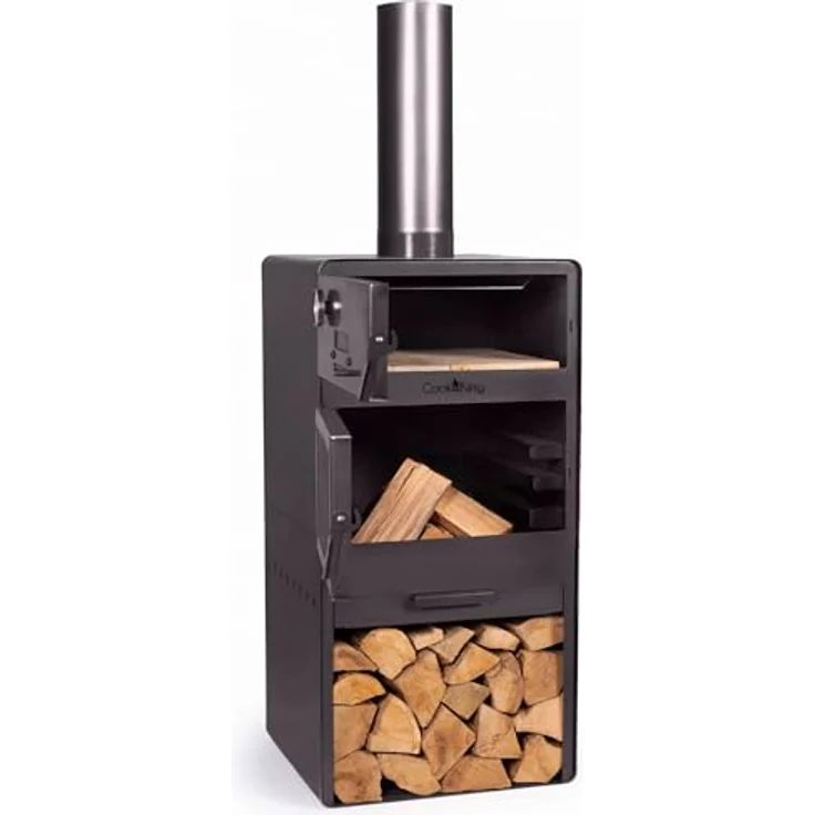 Cook King Vento Terrassenofen mit Backofen, Feuerstelle aus hochwertigem Stahl, 150 cm hoch – Bild 4