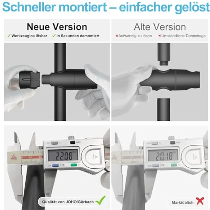 Görbach Duschset Edelstahl Duschstange mit Duschbrause 3 Strahlarten, Schwarz, höhenverstellbar und korrosionsbeständig – Bild 4