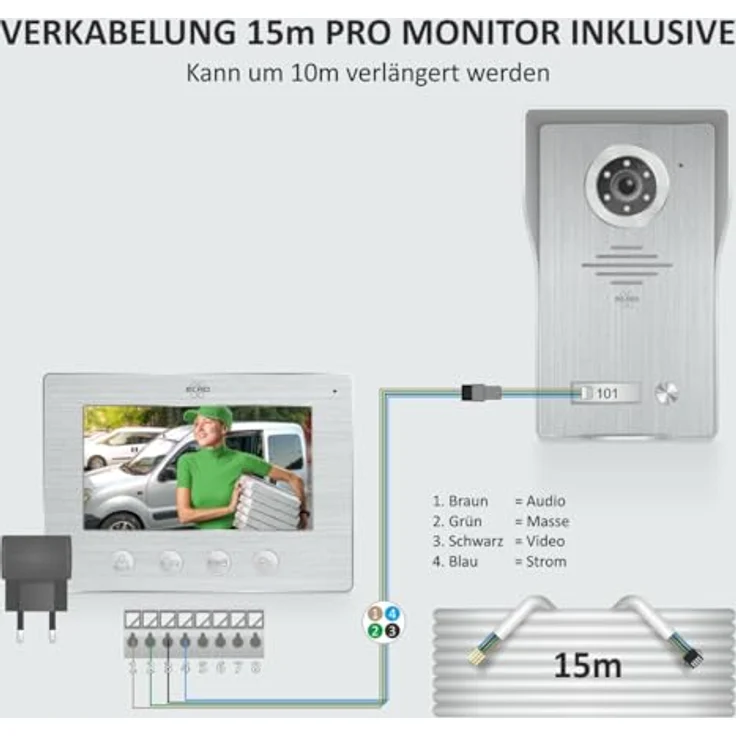 Elro IP Türsprechanlage, 4-tlg. mit Full HD Nachtsichtkamera, WLAN und Gegensprechanlage, vandalismusgeschützt – Bild 8
