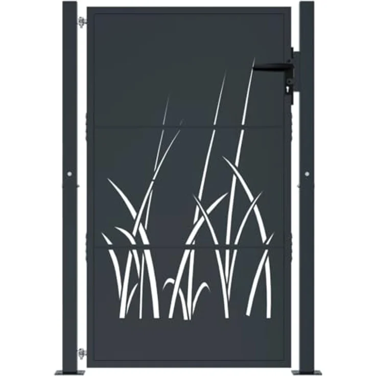 vidaXL Gartentor Anthrazit 105x155 cm Stahl Gras-Design Abschließbar 3 Schlüssel – Bild 3