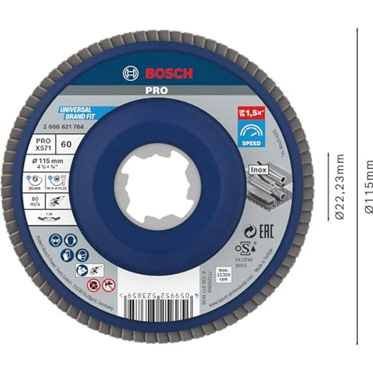 Bosch Accessories 2608621764 X-LOCK Fächerschleifscheibe, gewinkelte Ausführung Durchmesser 115mm 1St. – Bild 3