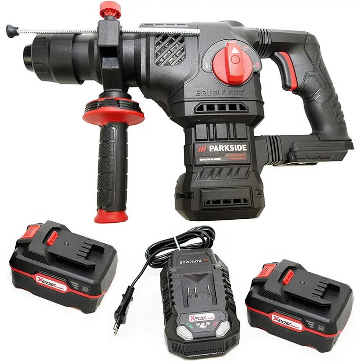 PARKSIDE PERFORMANCE® Akku-Bohrhammer 20V Kombihammer PKHAP 2058 A1 im Transportkoffer, 20 V, max. 760 U/min, bürstenloser Motor, Smart-Akku, SDS-Plus, LED-Arbeitsleuchte
