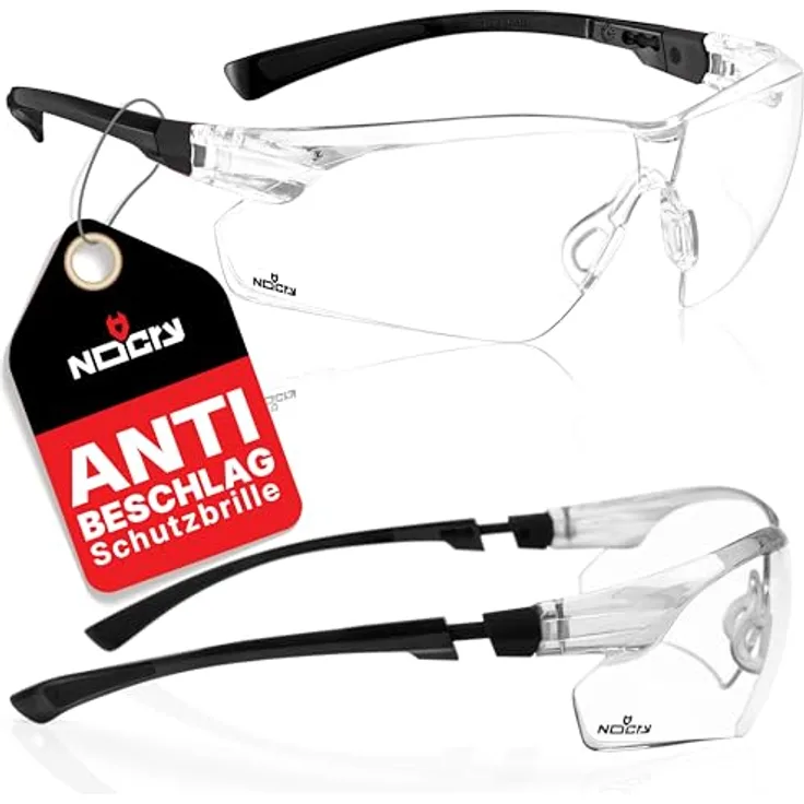 NoCry Klare Schießbrille für Herren, Anti-Beschlag und kratzfest, verstellbare Bügel und Nasenpolster, 100% UV-Augenschutz, ANSI Z87 zertifiziert
