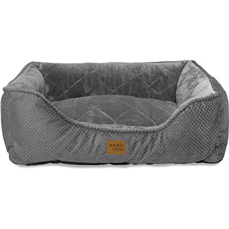 ib style® Happy Milo Hundebett | Körbchen für Hunde & Katzen | mit Reißverschluss | Größe: S | Grau – Bild 3