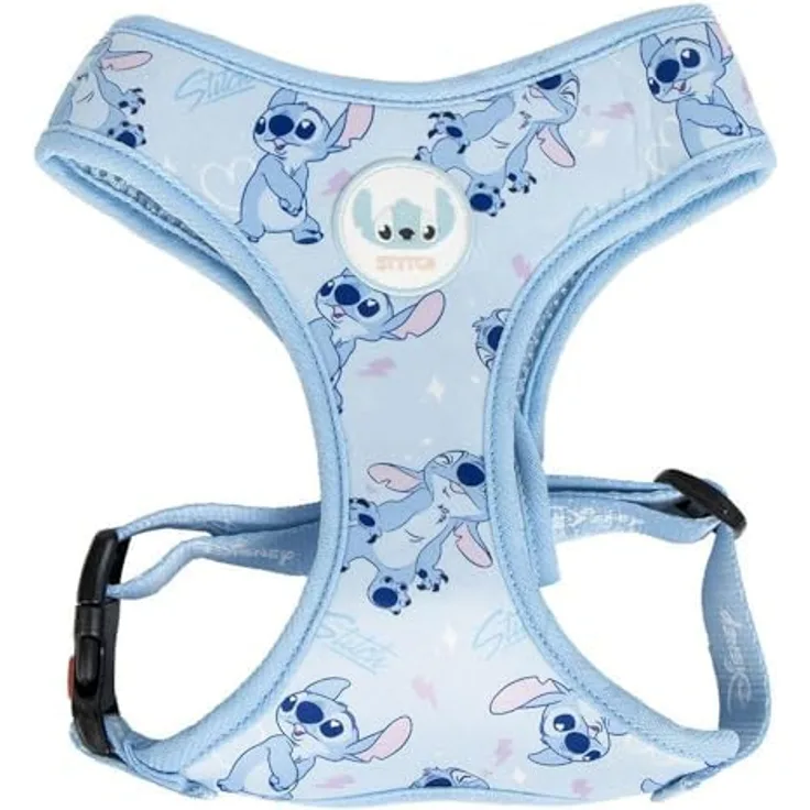CERDÁ LIFE'S LITTLE MOMENTS Stitch Hundegeschirr, bequem und verstellbar aus robustem, atmungsaktivem Material, Light Blue, S-M