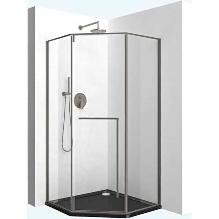 doporro Ravenna68K-plus Fünfeckdusche Duschkabine 80x80cm, 8mm ESG-Sicherheitsglas Klarglas mit Nano-Beschichtung, Edelstahlgriffe, einfach montierbar