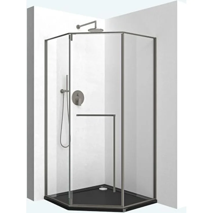 doporro Ravenna68K-plus Fünfeckdusche Duschkabine 80x80cm, 8mm ESG-Sicherheitsglas Klarglas mit Nano-Beschichtung, Edelstahlgriffe, einfach montierbar – Bild 1