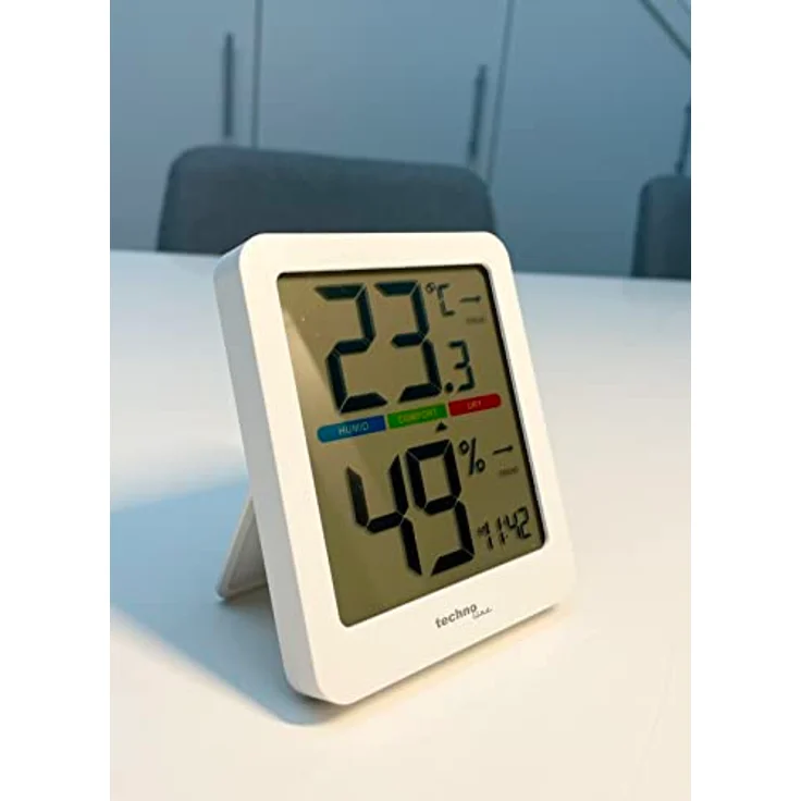 TECHNOLINE ES 9456 Thermo-Hygrometer, kompakt mit Magnethalterung, Temperatur -9,9°C bis 49,9°C, Luftfeuchtigkeit 20% - 95%, orange Hintergrundbeleuchtung – Bild 2