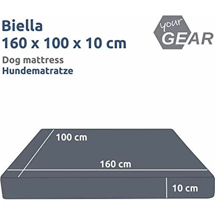 your GEAR Biella 160x100x10 cm orthopädisches Hundebett, Hundematte, Hundekissen, Oeko-TEX, waschbar – Bild 2
