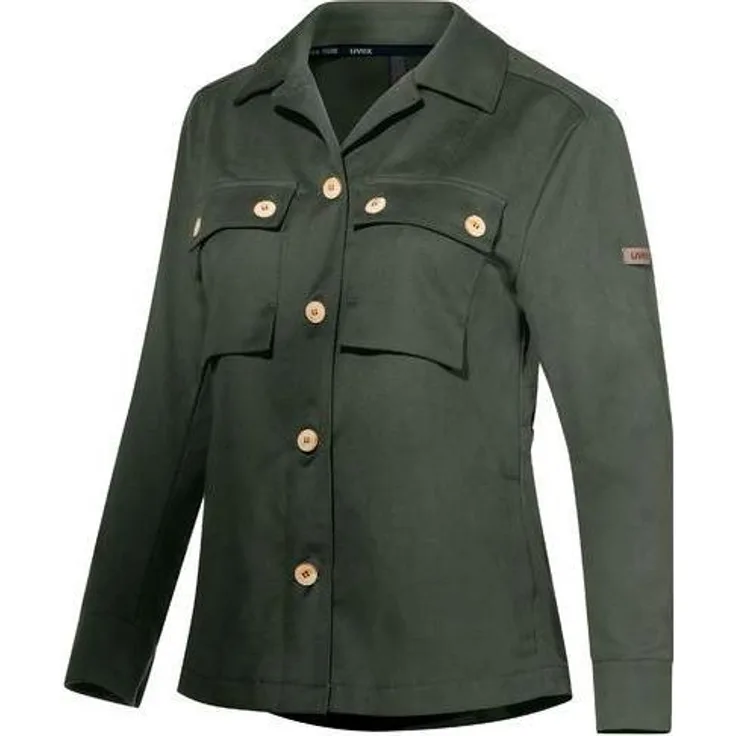 Uvex Sports Arbeitsjacke Kollektion 26, nachhaltige Business-Jacke aus 100% bio-basierten Materialien, grün-olive, Größe M