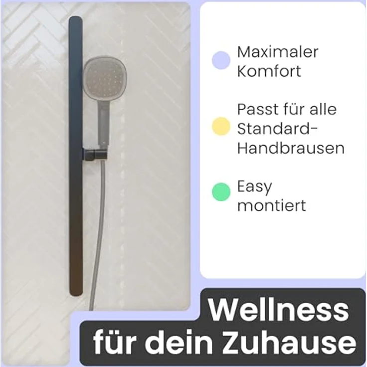 instmaier Cleo Duschstange, 78,5 cm höhenverstellbar, Schwarz, modernes Design, einfache Montage – Bild 2