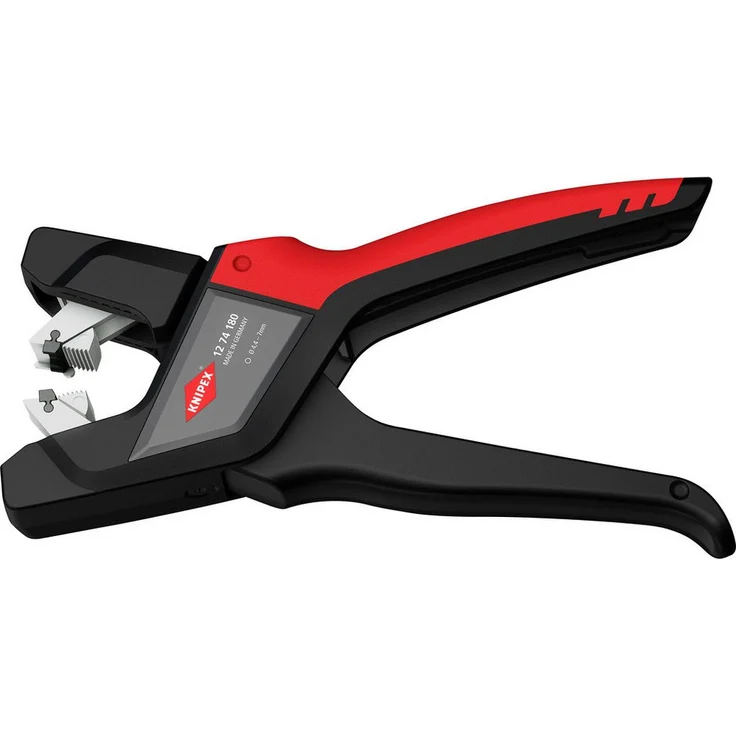 Knipex Abisolierzange 12 74 180, Automatische Abmantelungszange für flexible Zuleitungen, Ø 4,4 mm bis Ø 7,5 mm, ergonomischer Griff – Bild 1