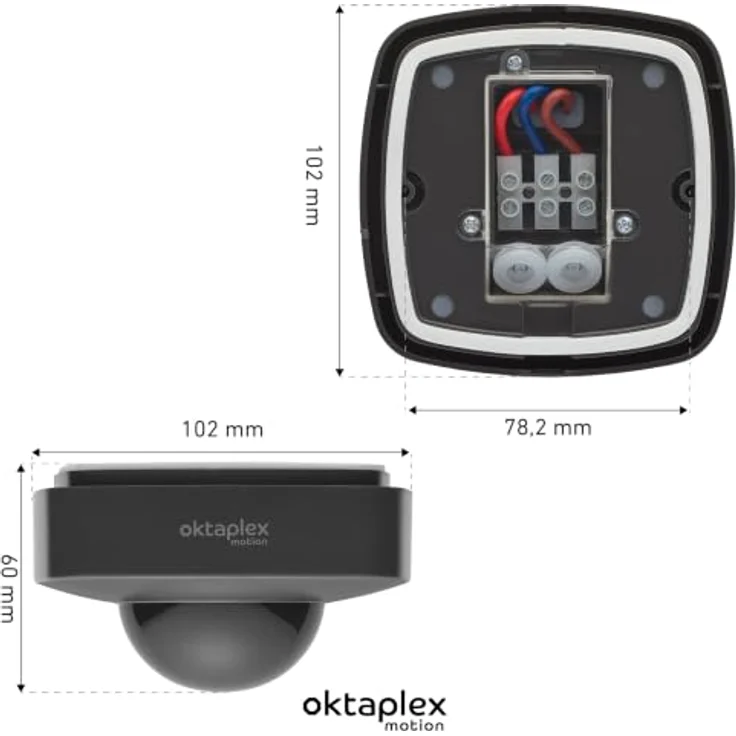 Oktaplex motion Bewegungsmelder Tim, 360 Grad Deckenbewegungsmelder mit PIR Sensor IP65, inkl. Fernbedienung, Reichweite bis 9m, anthrazit – Bild 6