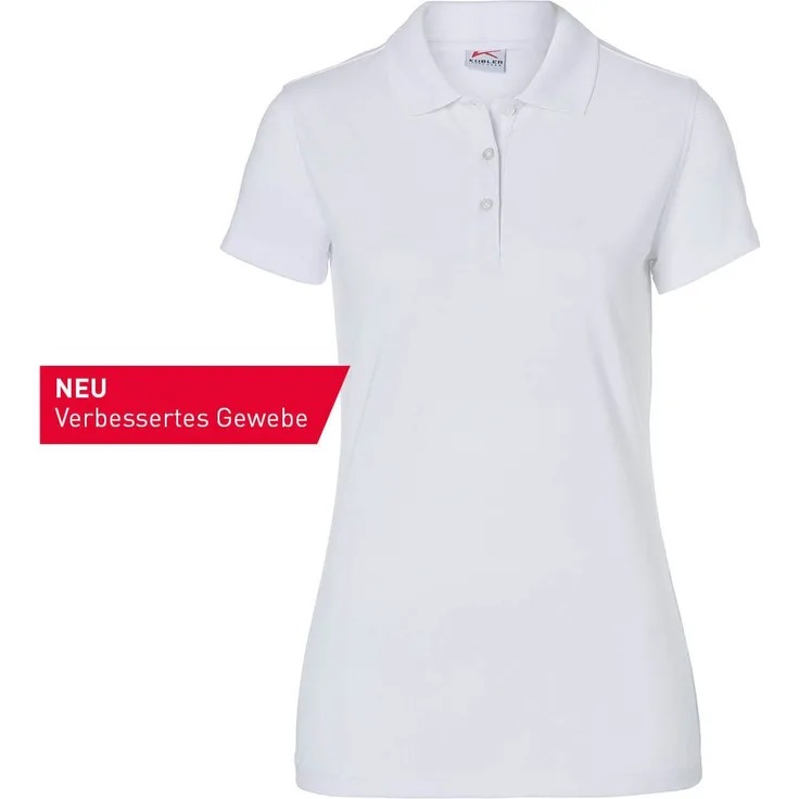 Kübler Poloshirt Kübler Shirts Polo Damen weiß, Leicht taillierte Schnittführung, Knöpfe mit KÜBLER-Schriftzug, Schmale, feminine 3er-Knopfleiste
