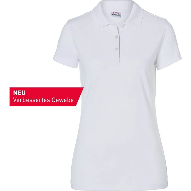 Kübler Poloshirt Kübler Shirts Polo Damen weiß, Leicht taillierte Schnittführung, Knöpfe mit KÜBLER-Schriftzug, Schmale, feminine 3er-Knopfleiste