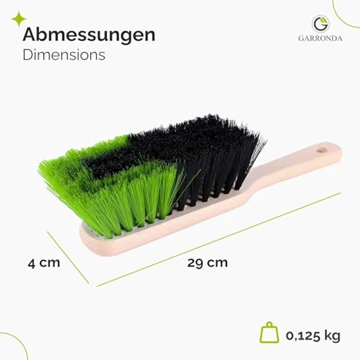 Garronda Handfeger GD-0009, Kleiner Handbesen mit Kunstborsten, Schwarz/Grün, 29 cm, ideal für Garten und Haushalt – Bild 2