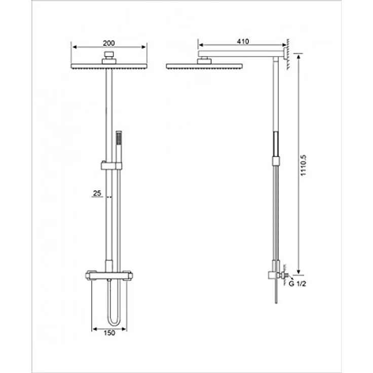 Bernstein Duschsystem 8921B Basic in Schwarz mit optionalem eckigem Edelstahl-Duschkopf - Preisvergleich – Bild 6