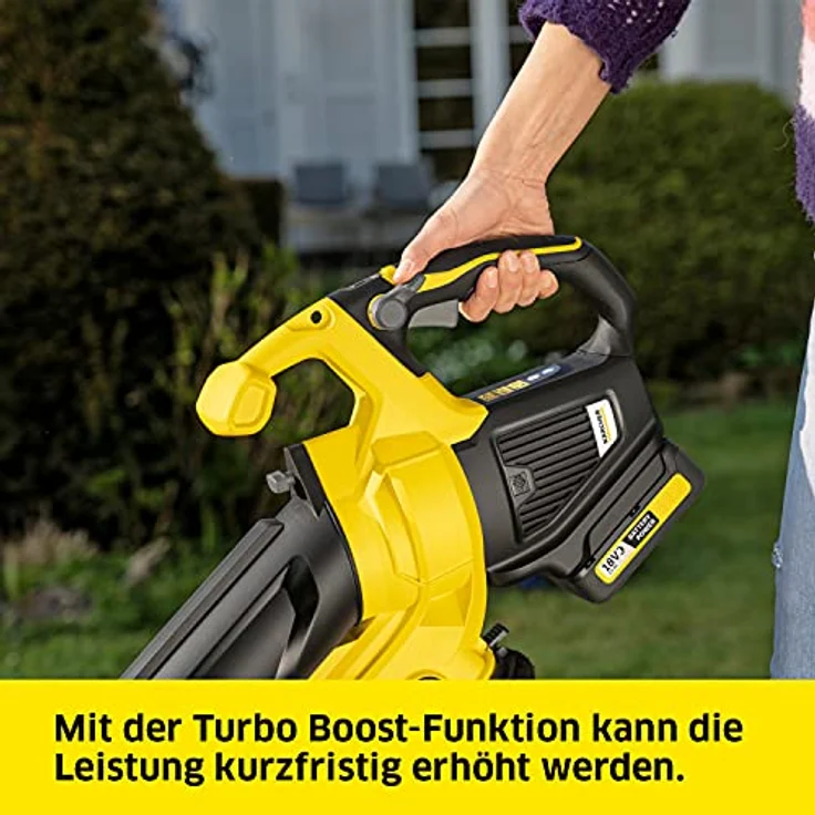Kärcher BLV 18-200 Battery Akku-Laubbläser und -sauger (Leistung je Akkuladung: 425 qm, Geschwindigkeitsregulierung, Fanksackvolumen: 45 l, Luftgeschwindigkeit: 200 km-h, 3,5 kg Gewicht) – Bild 5